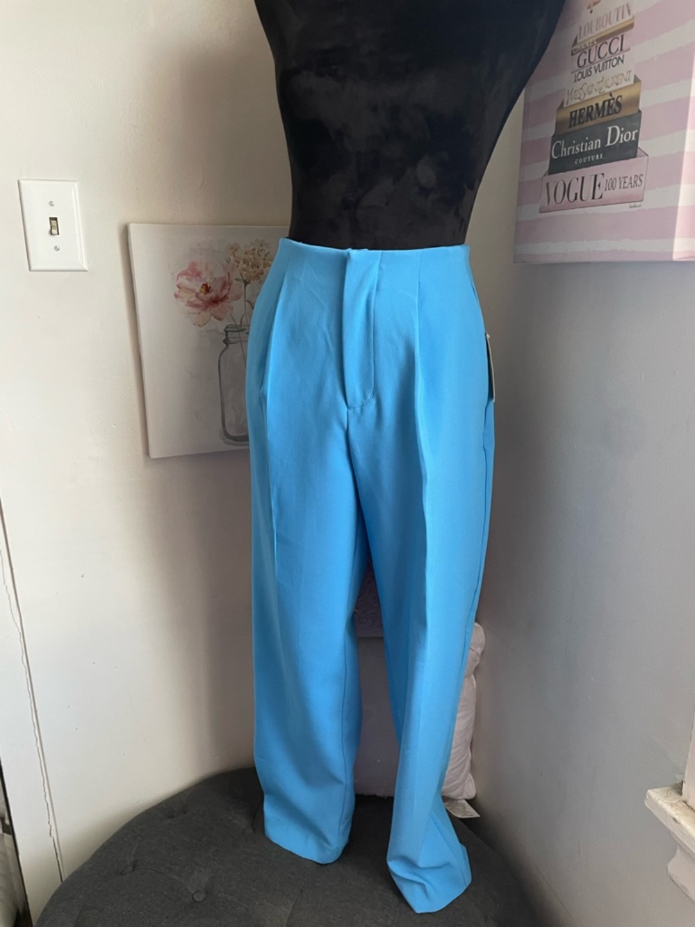 a new day Bright Blue High-Waist Tapered Leg Pants
